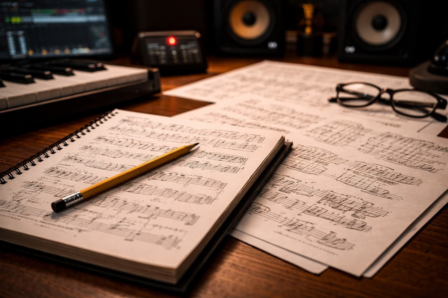 Person attending online music class on laptop