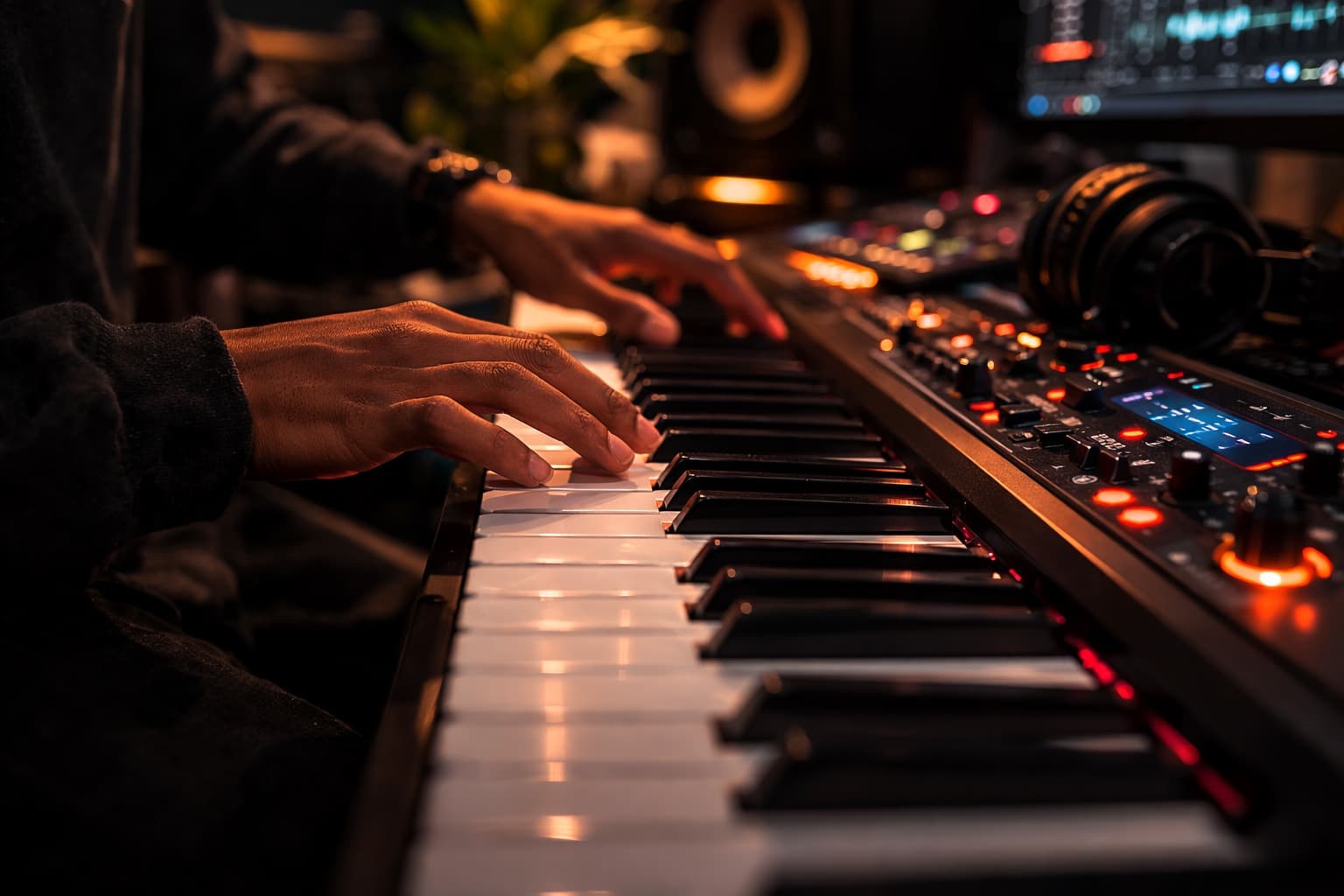 Person playing electronic keyboard